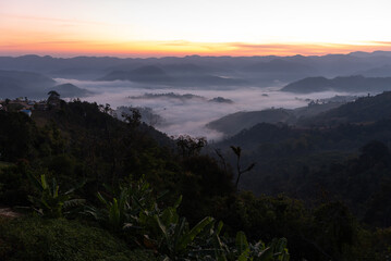 Fototapeta na wymiar Mountian range landscape look from view point of Montawan Mountain