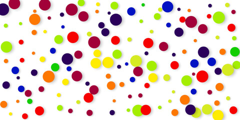 Abstract geometric colorful rainbow confetti circles background, brochure template, poster
