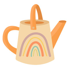 Vector flat vector illustration  watering can isolated on white background. Gardening tools inventory to water plants and flowers