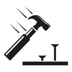 Hammer beat to nail, icon. Repair tool symbol vector illustration.