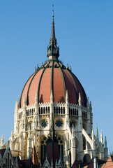 Obraz premium The Parliament Building. Budapest, Hungary. The main tower / cupola