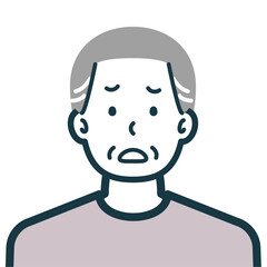 Fototapeta premium 困り顔の私服シニア男性のバストショット