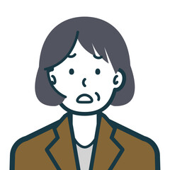 困り顔のシニアビジネスウーマンのバストショット