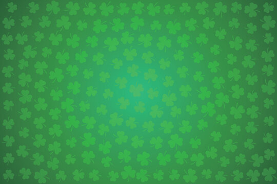 Saint Patrick's day green shamrock background. Green clover leaves pattern. Vector illustration.