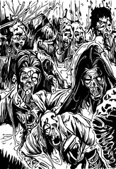 Fototapeta na wymiar black and white of zombies cartoon