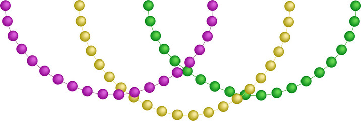 Mardi Gras beads. Colorful carnival decorative design element 