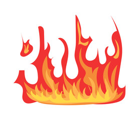 Bright burning fire and hot flame effect, flammable symbol. Illustration in comic cartoon design