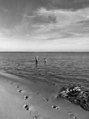 person walking on beach