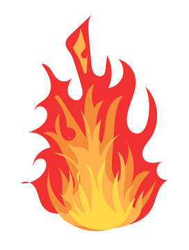 Bright burning fire and hot flame effect, flammable symbol. Illustration in comic cartoon design