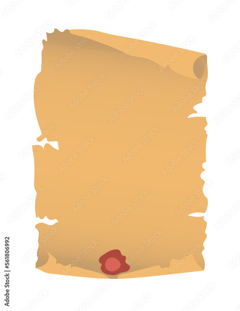 Aufkleber ancient empty document and antique papyrus with wax seal. illustration in cartoon design isolated