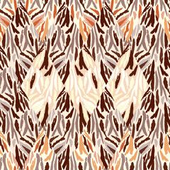 Tiger skin mosaic seamless pattern. Abstract animal fur tile.