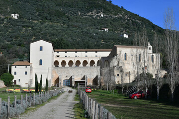 Fototapeta na wymiar Panoramic view of the medieval monastery of San Magno in the Lazio region, Italy.