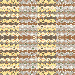 Creative wave lines tile ornament. Abstract ethnic mosaic seamless pattern. Vintage line wallpaper.