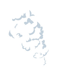 Smoke effect with swirl motion and cloud shapes air trail. Illustration in comic cartoon design