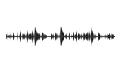 Sound wave with black lines signal, high frequency radio wave. Illustration in graphic design isolated