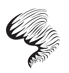 Naklejka premium Tornado effect with black abstract line spiral funnel in whirlpool. Illustration in comic cartoon design