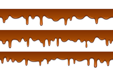 Melted hot chocolate drops, seamless top border.