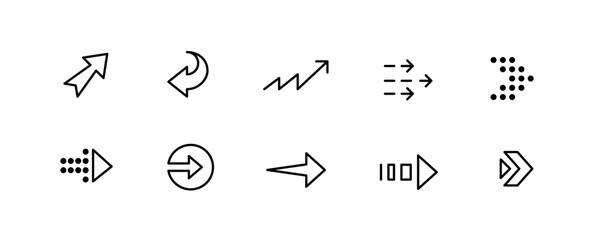 10 pixel perfect arrow icons. Doodle user interface. Set 3