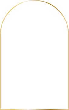 Golden thin shine luxury arc frame. Geometric design element for wedding invitations