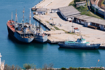 Naklejka premium Russian ships in Sevastopol harbour, Ukraine.