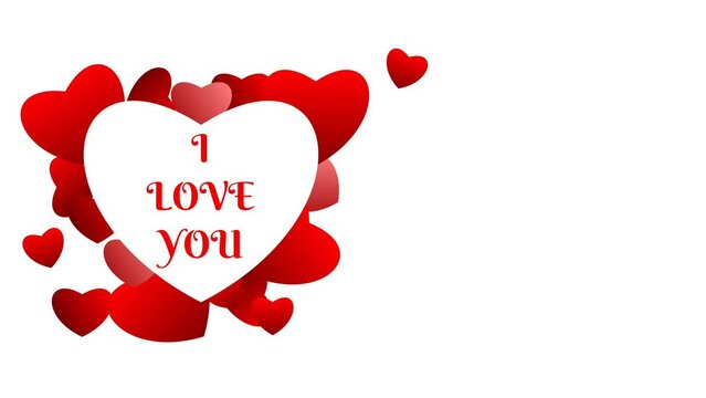 I love you motion animation on white background. valentine's day wishes clip.
