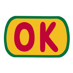 Vector cute funny OK patch or sticker in 90s style. Trendy kidcore designs for banners, social media marketing, covers