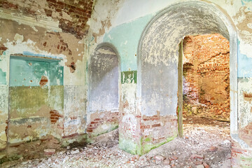 interior, ruins of an abandoned Orthodox church