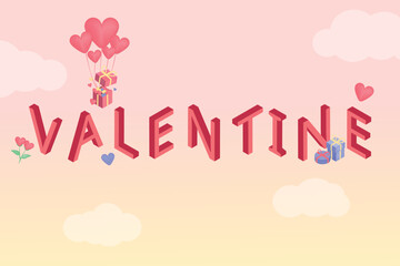 pastel sales template banner with heart and valentine theme for valentine promotion