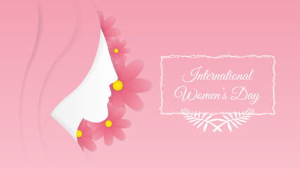 Paper cut style international women's day greeting banner