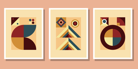  Abstract Bauhaus geometric pattern background vector circle