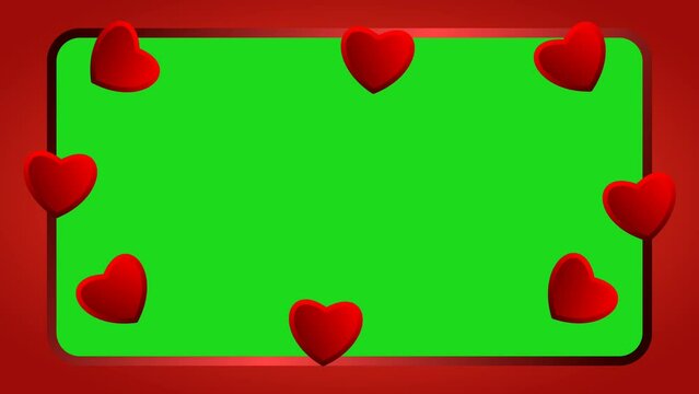 seamless heart frame moving footage for valentine's day with green screen.