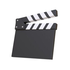 Clapperboard isolated on white background. Minimalist creative concept. Cinema, movie, entertainment concept. 3d render illustration
