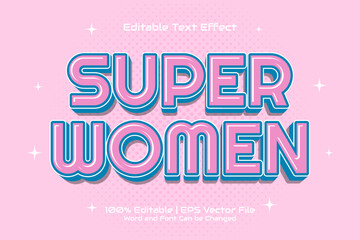 Super Women Text Effect Editable Cartoon Style
