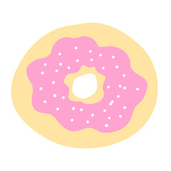 Donut in cartoon style. Vector illustration isolated on white background.