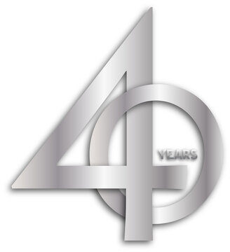 40 YEARS silver number icon on transparent background