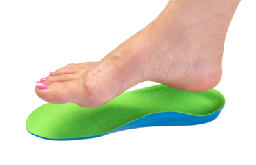 orthopedic insole and female leg