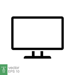 TV icon. Simple flat style. Monitor screen, television, plasma, led, lcd, technology concept. Household appliances, gadgets and electronics. Vector illustration isolated on white background. EPS 10.