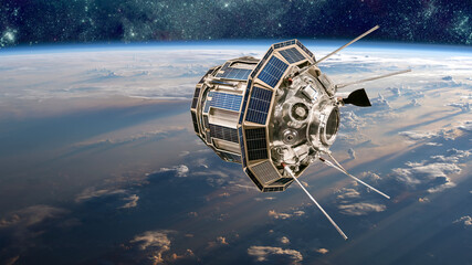 Space satellite over the planet earth