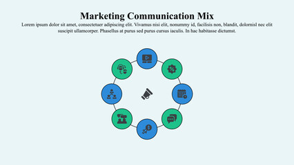 Marketing communication mix infographic template.