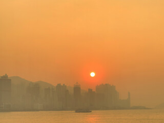 the Skyline of Hong Kong at sunset. 5 Jan 2013