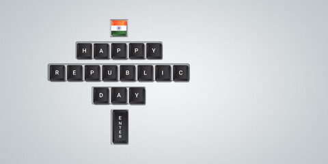 Happy republic day written on the keyboard key, 26 january, republic day special and republic day...