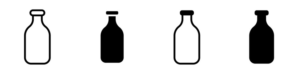 Conjunto de iconos de botella. Recipiente de almacenamiento líquido. Ilustración vectorial