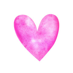 pink watercolor heart. Valentine's Day. doodle illustration.
