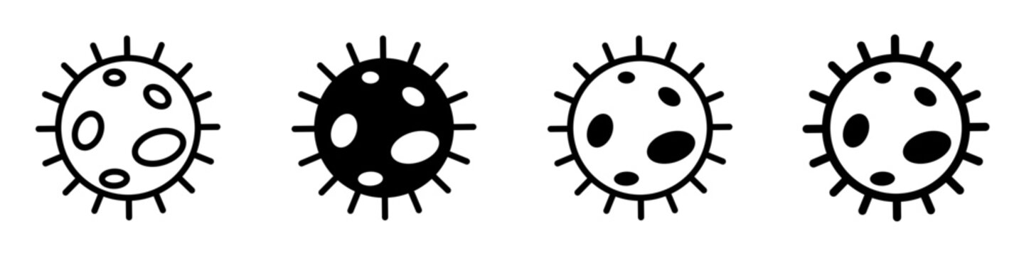 Conjunto de iconos de virus. Microorganismo infeccioso. Ilustración vectorial