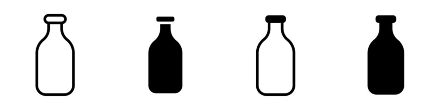 Conjunto de iconos de botella. Recipiente de almacenamiento l&iacute;quido. Ilustraci&oacute;n vectorial