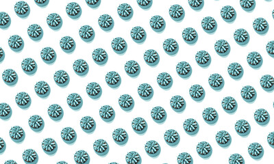 Pattern from succulent in gray pot on white background. Wrapping paper or fabric design.