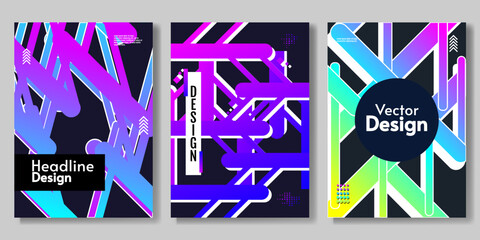 Geometry gradient lines and shapes. Vector illustration. Headline design for cover, poster, banner, card.