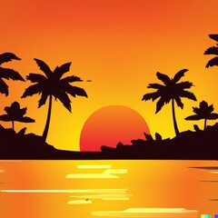 Sunset Beautiful Summer　Oasis Jungle