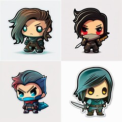 set of funny chibi people