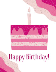 birthday card with cake / happy birthday / hsppy / candles / party